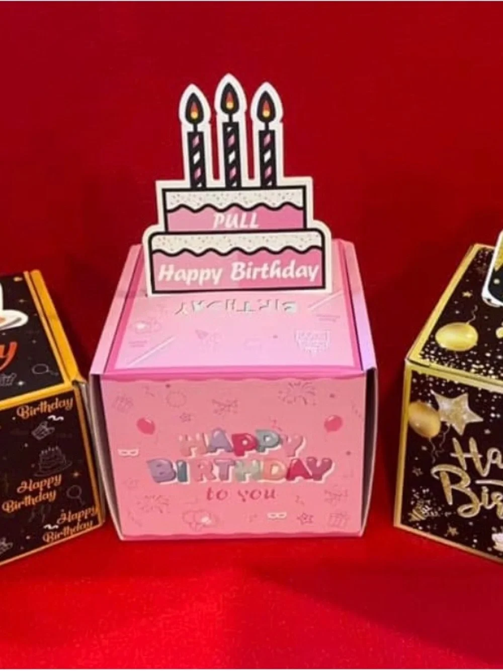 Happy Birthday Pink Pop-Up Card Box - Party Supplies- holds money